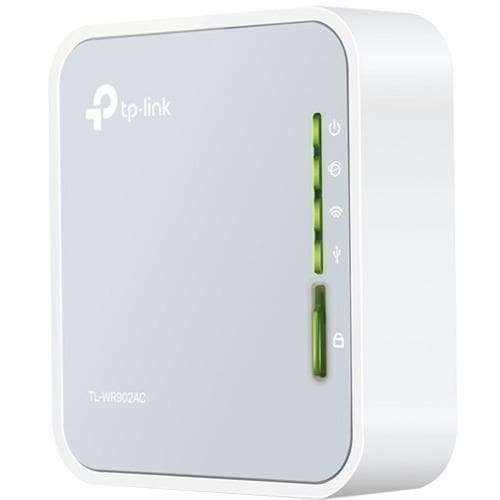 TP-Link TL-WR902AC Wi-Fi 5 IEEE 802.11ac Ethernet Wireless Router - 2.40 GHz ISM Band - 5 GHz UNII Band - 93.75 MB/s Wireless Speed - 1 x Broadband Port - USB - Fast Ethernet - VPN Supported - Portable - WiseTech Inc