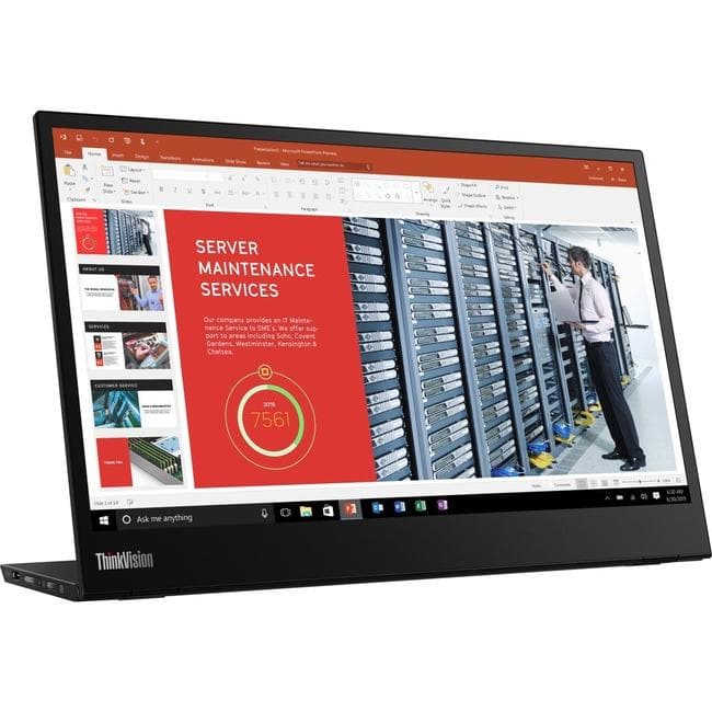 Lenovo ThinkVision M14 14" Full HD WLED LCD Monitor - 16:9 - Raven Black - 14.00" (355.60 mm) Class - In-plane Switching (IPS) Technology - 1920 x 1080 - 16.7 Million Colors - 300 cd/m&